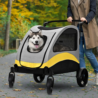 Spacious & Collapsible 4-Wheeler Dog Stroller for Large Breeds & Small Dogs 8