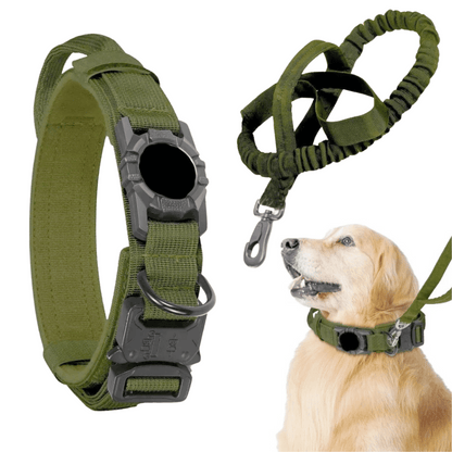 Heavy Duty Military-Style AirTag Holder Dog Collar & Leash | Tactical Air Tag Holder Dog Collar & Lead 1