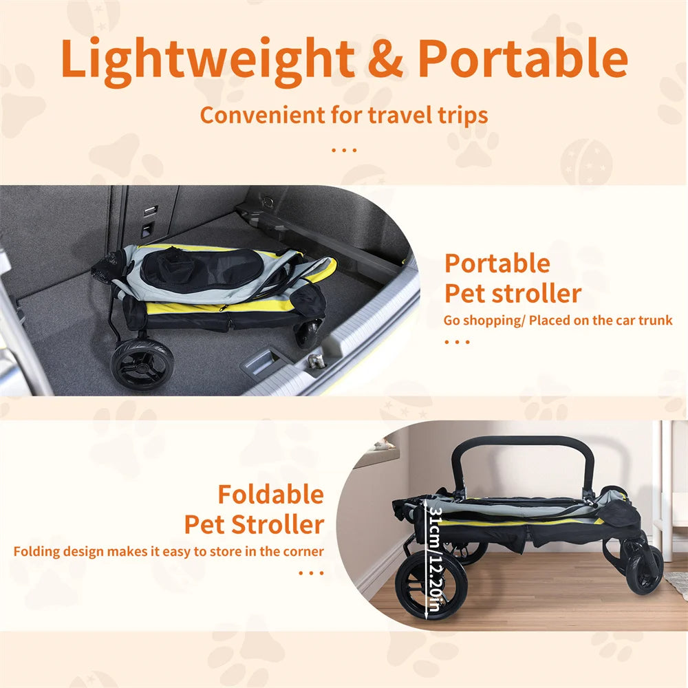 2-In-1 Collapsible Dog Stroller & Car Seat Travel Crate for Small Dogs 10