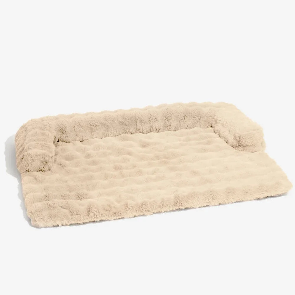 Fluffy Calming Dog Bed Sofa Protector with Bolster for Smaller Dogs & Cats 11