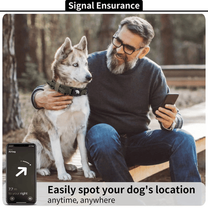 Heavy Duty Military-Style AirTag Holder Dog Collar | Tactical Air Tag Holder Collar 7