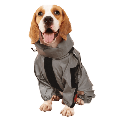 Reflective Full Body Dog Jacket with Adjustable Snood | Waterproof Dog Raincoat Jumpsuit