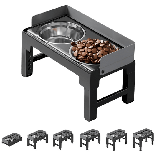 Adjustable Raised Dog Feeding Station with Stainless Steel & Slow-Feeding Bowls 1