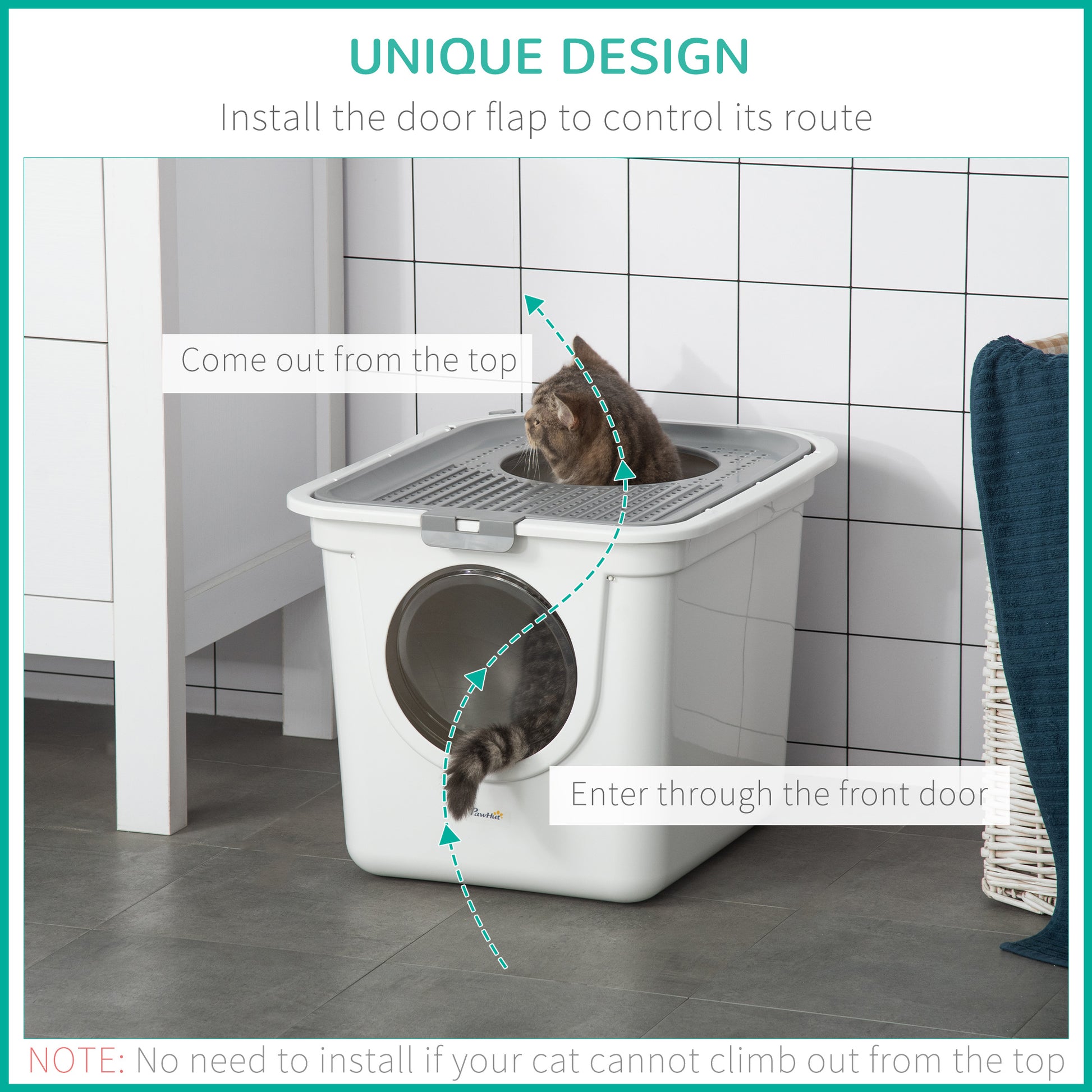 Flip-Top Enclosed Cat Litter Box with Bucket Design | Scoop Included 7