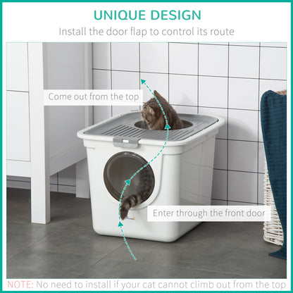 Flip-Top Enclosed Cat Litter Box with Bucket Design | Scoop Included 7