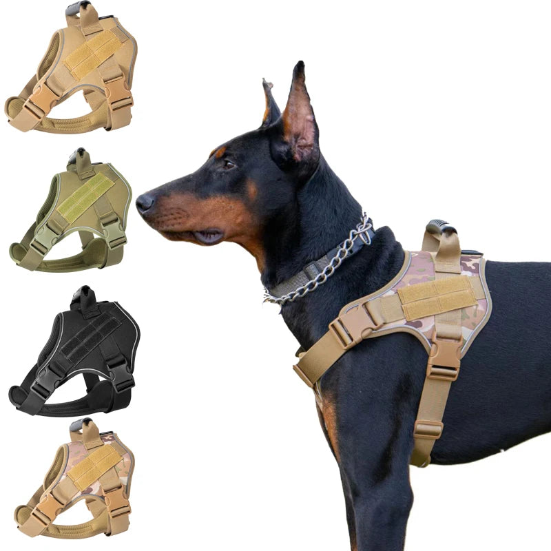 Military-Style Tactical Dog Training Vest with Sturdy Harness Handle 2