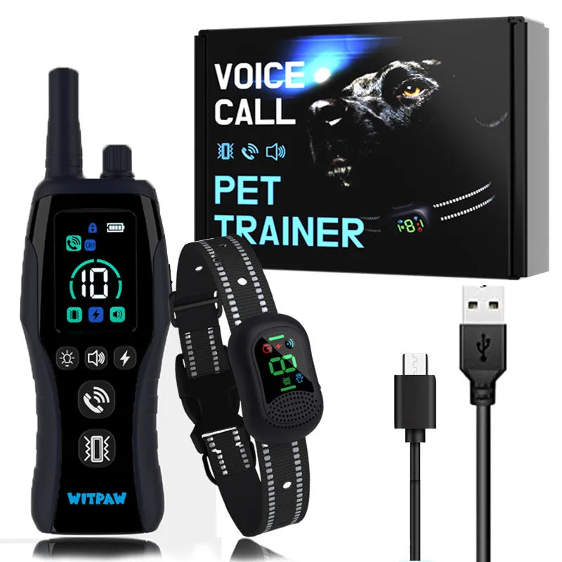 Long Distance Dog Control Collar & Remote with Voice Call, Safe Shock, Vibration & Beep Training