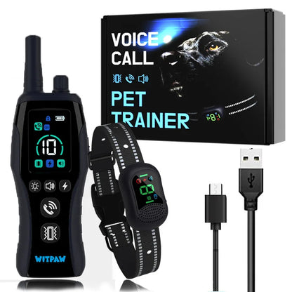 Long Distance Dog Control Collar & Remote with Voice Call, Safe Shock, Vibration & Beep Training