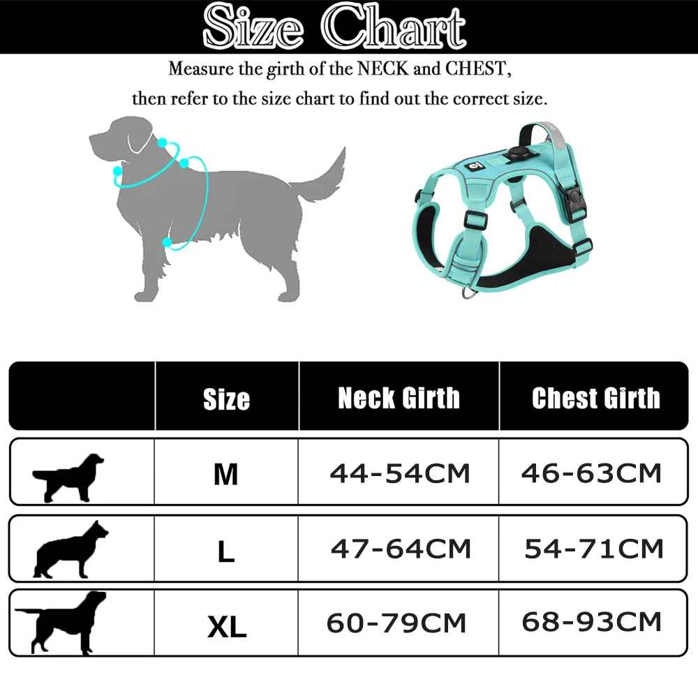 Comfortable & Reflective No-Pull Dog Harness with Strong Handle, Leash Clip & AirTag Holder