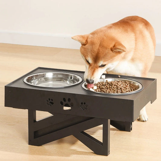 Sturdy Elevated Dog Feeding Station with 3 Adjustable Height Levels & 2 Stainless Steel Bowls 1