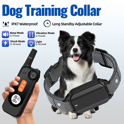 Dog Training eCollar with Remote & Flashlight for Sound, Vibration & Shock Control up to 600m | Waterproof & Night-Safe