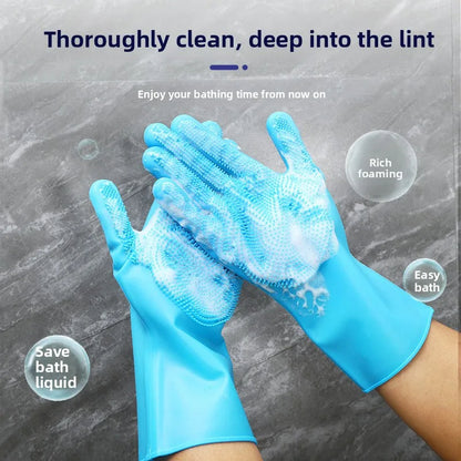 Silicone Dog Washing Gloves for Wet & Dry Bathing & Grooming