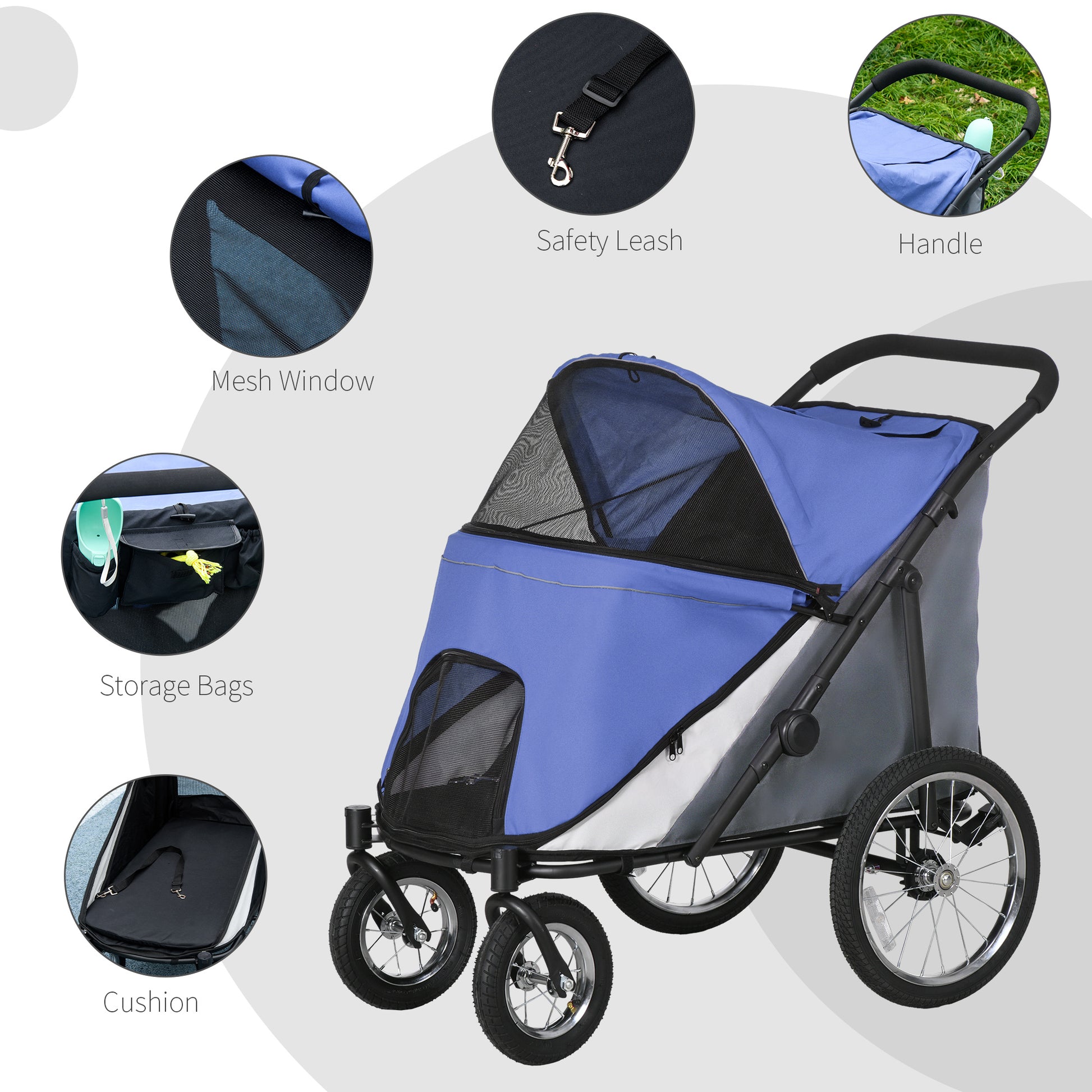 Heavy-Duty Dog Stroller for Large Dogs with Inflatable Tyres for Outdoor Terrain 7