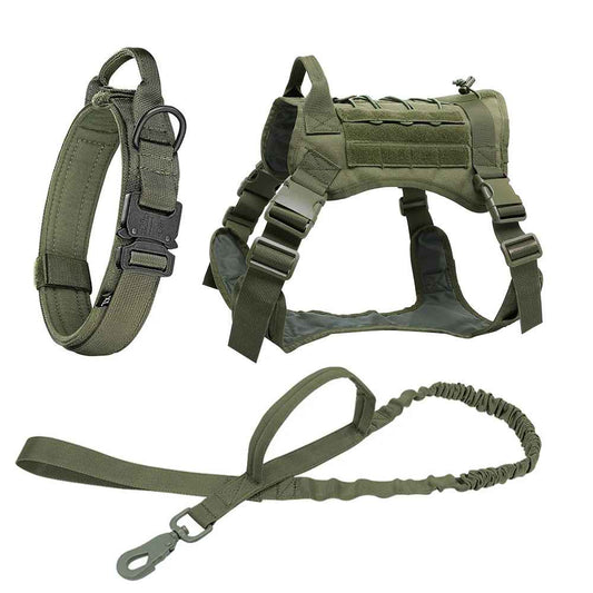 Large Dog Military-Style Dog Harness with Collar, Leash & Pouch Set | Tactical Dog Training Vest 1