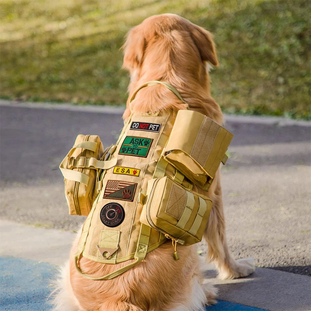 Tactical Military-Style Dog Harness Training Vest with Detachable Pouches 2