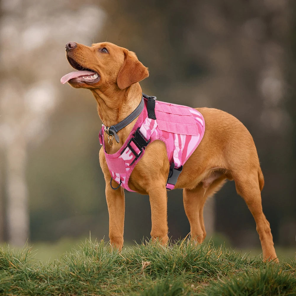 Pink Camouflage Military-Style Dog Harness | Tactical Dog Training Vest 2