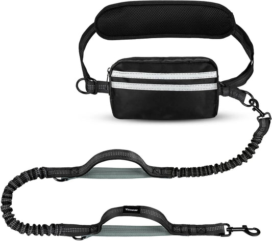 Comfortable Hands-Free Dog Leash with Retractable Bungee Rope & Zipped Pouch 1