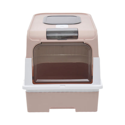 Enclosed Cat Litter Box with UV Sterilization, Pull-Out Tray & Double Entrance-Exit