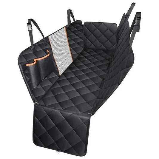 Waterproof Dog Car Hammock Seat Cover with Mesh Window & Door Flaps | Quick-Release Buckle Back Seat Protector for Dogs