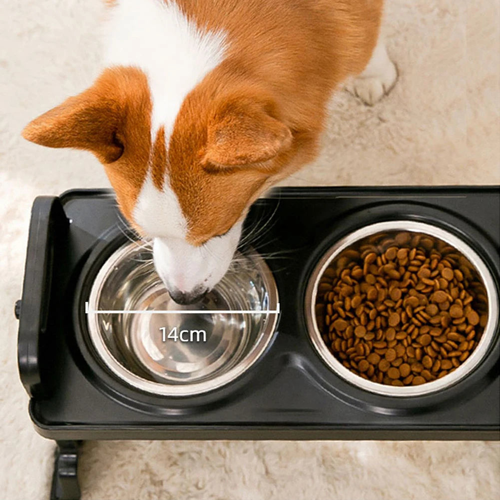 Fully Adjustable Raised Dog Feeding Station with Double Stainless Steel Dog Bowls 3