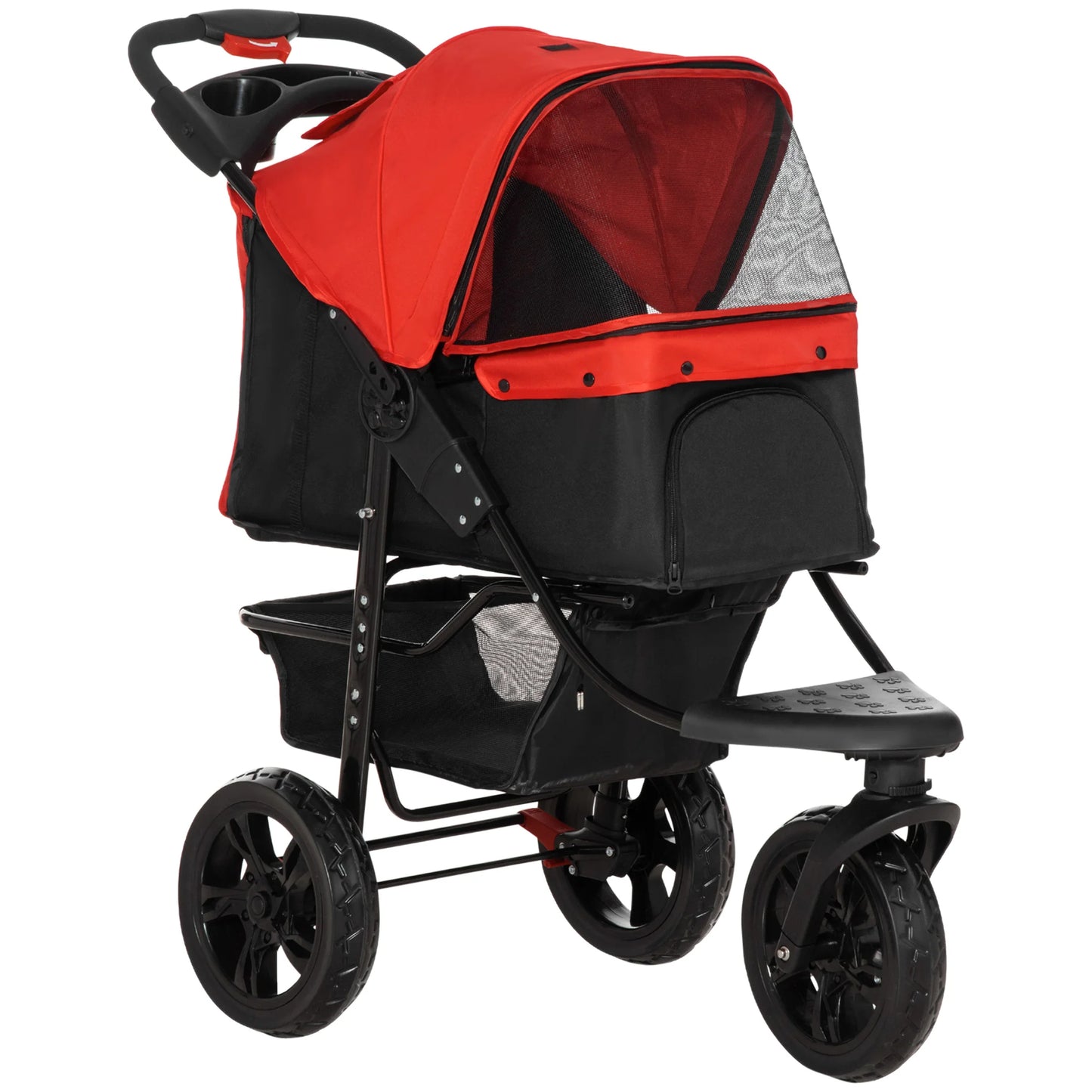 Sturdy-Wheeled Dog Stroller with Storage Basket for Outdoor Adventures 1