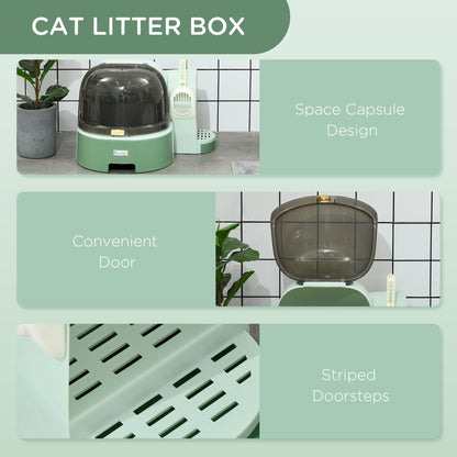 Flip-Cover Enclosed Cat Litter Box with Pull-Out Tray for Easy Cleaning