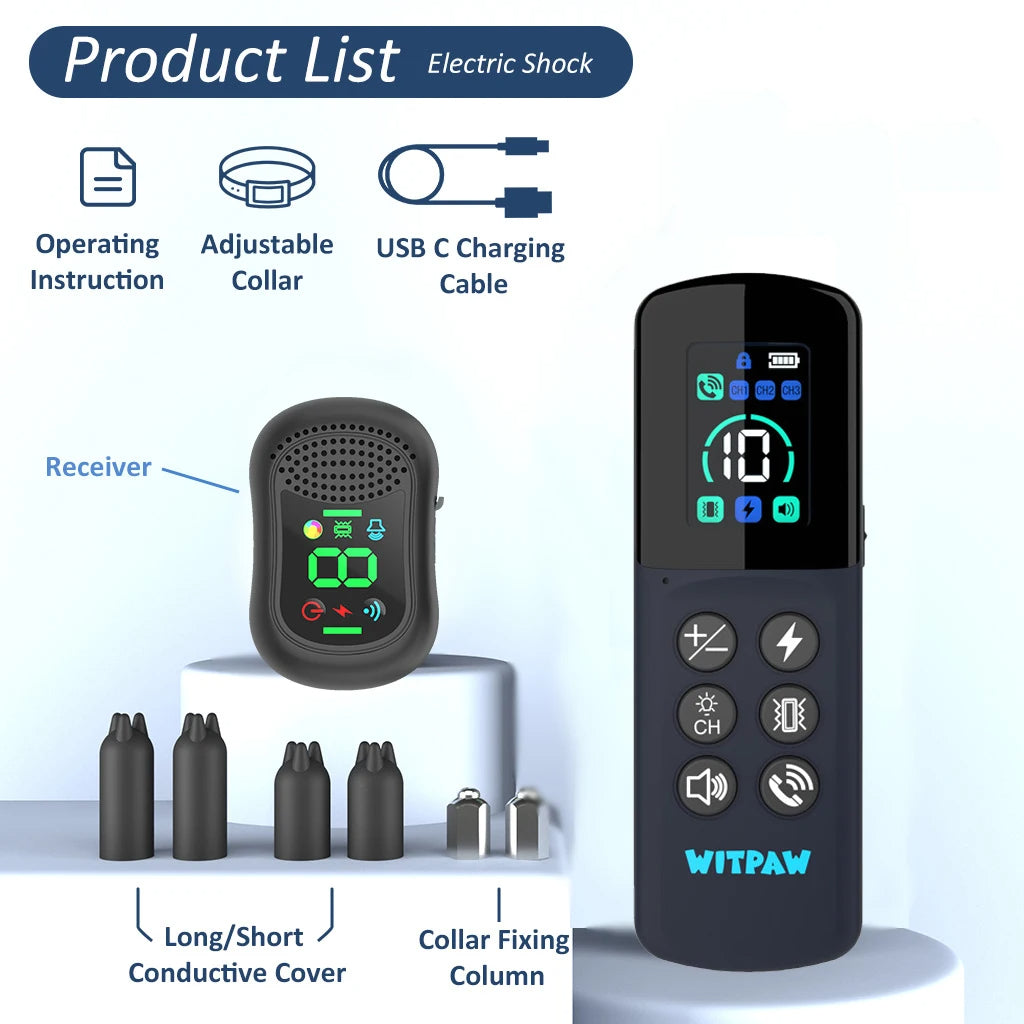 Long Distance Remote Control Dog Training Collar with Voice Call, Safe Shock, Vibration & Beep Warnings