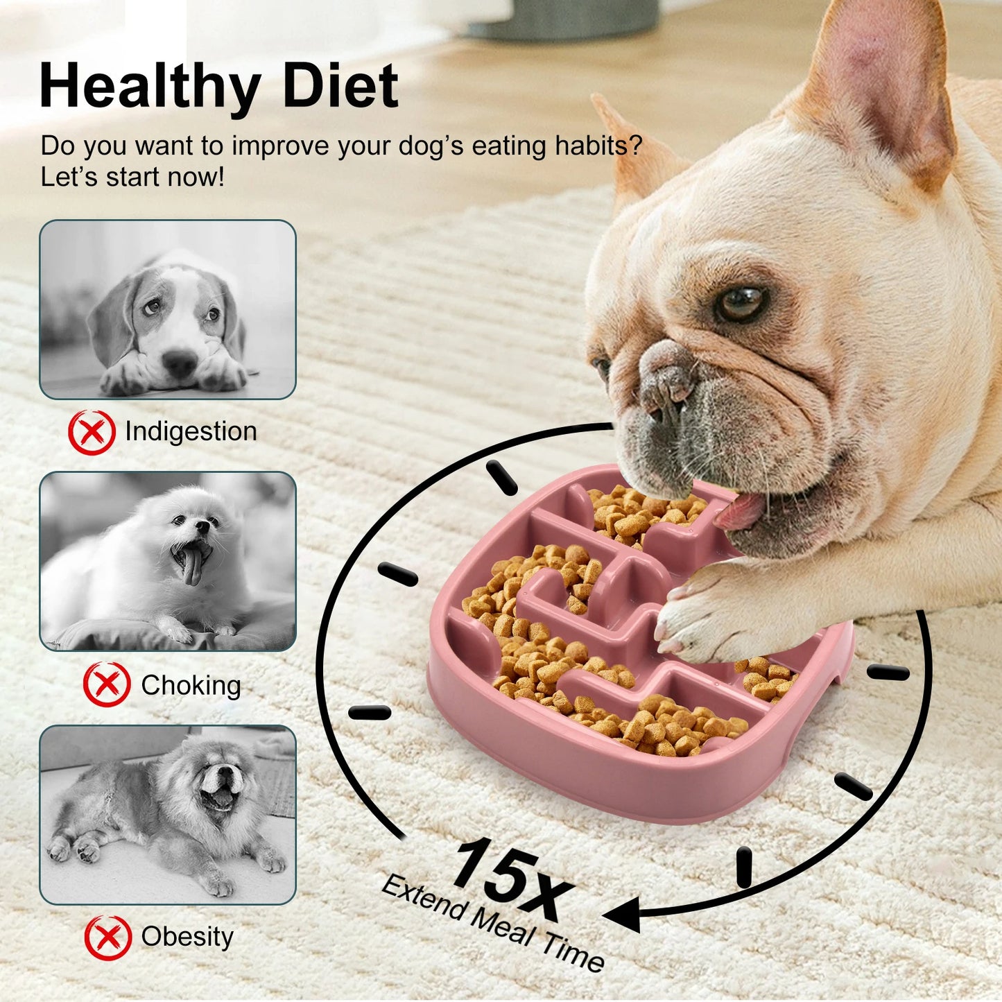 Maze-Design Slow Feeder Pet Bowl for Healthy Eating
