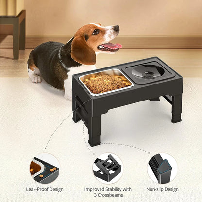 Sturdy & Adjustable Elevated Dog Feeding Station with 1.6L Stainless Steel Food Bowl & Spill-Resistant 1L Water Bowl 4