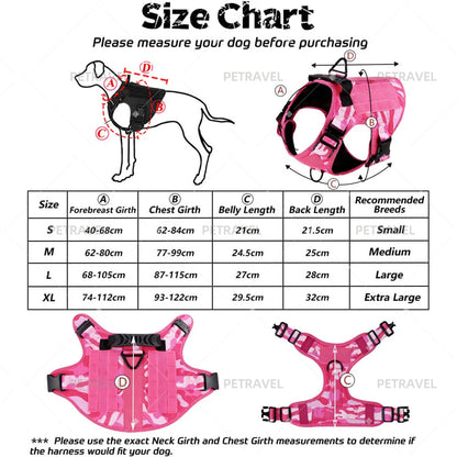 Pink Camouflage Military-Style Dog Harness | Tactical Dog Training Vest 10
