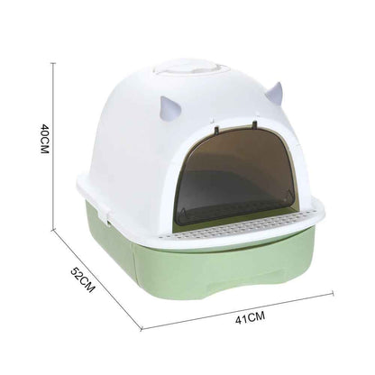 Large Hooded Cat Litter Box with Charcoal Filter | Swing Door, Pull-Out Drawer Litter Tray & Trapping Step | Scoop Included
