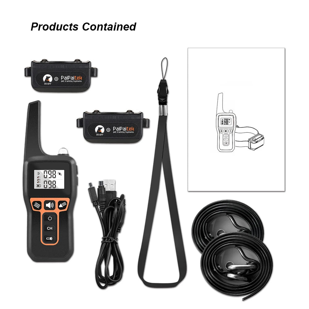 3-Mode 1000m Anti-Bark Dog Training Collar with Remote Control 7