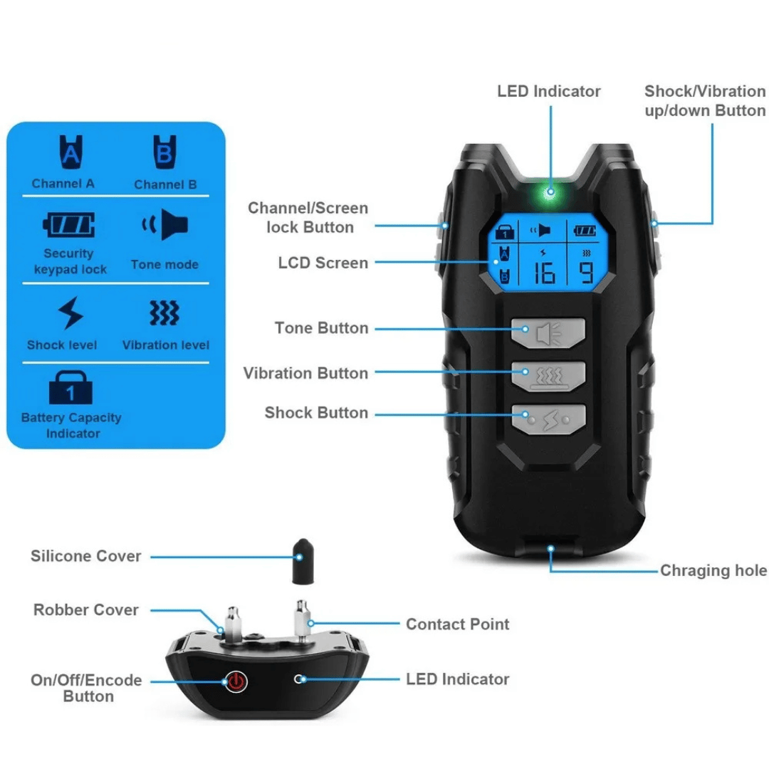 300m Dog Training Collar with LCD Remote | Waterproof E-Collar 4