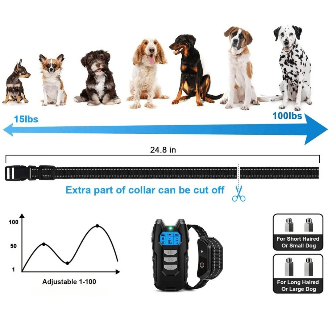 300m Dog Training Collar with LCD Remote | Waterproof E-Collar 8