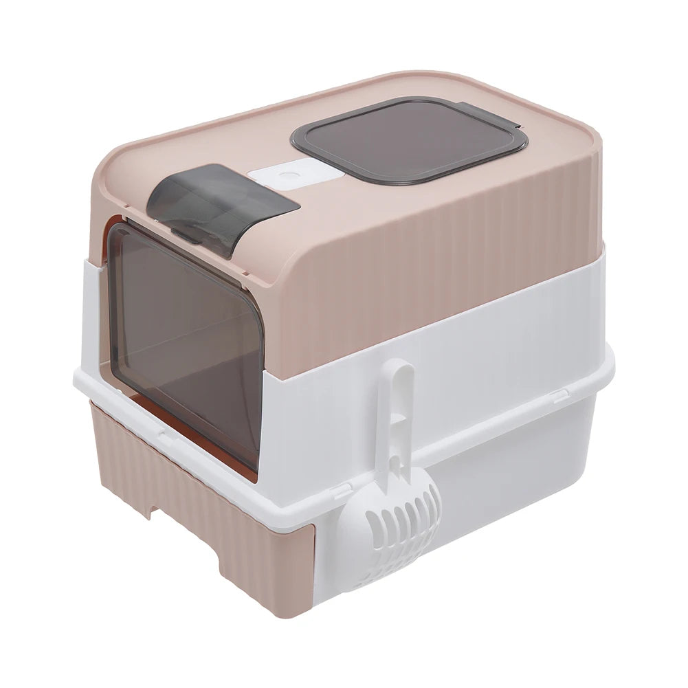 Enclosed Cat Litter Box with UV Sterilization, Pull-Out Tray & Double Entrance-Exit