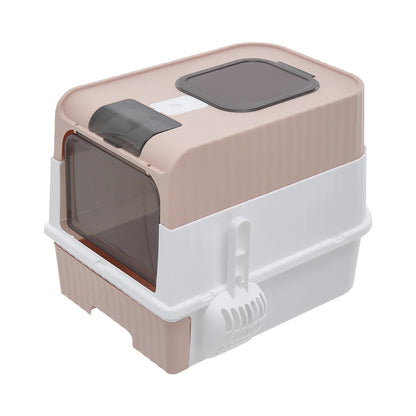 Enclosed Cat Litter Box with UV Sterilization, Pull-Out Tray & Double Entrance-Exit