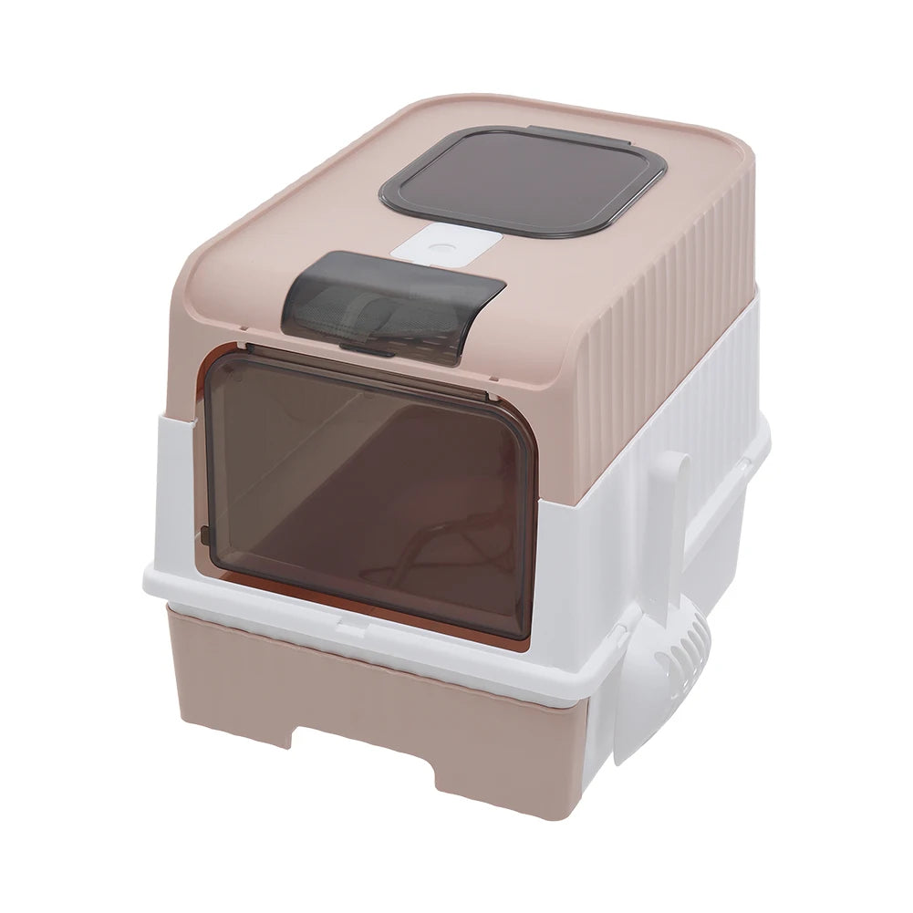 Enclosed Cat Litter Box with UV Sterilization, Pull-Out Tray & Double Entrance-Exit