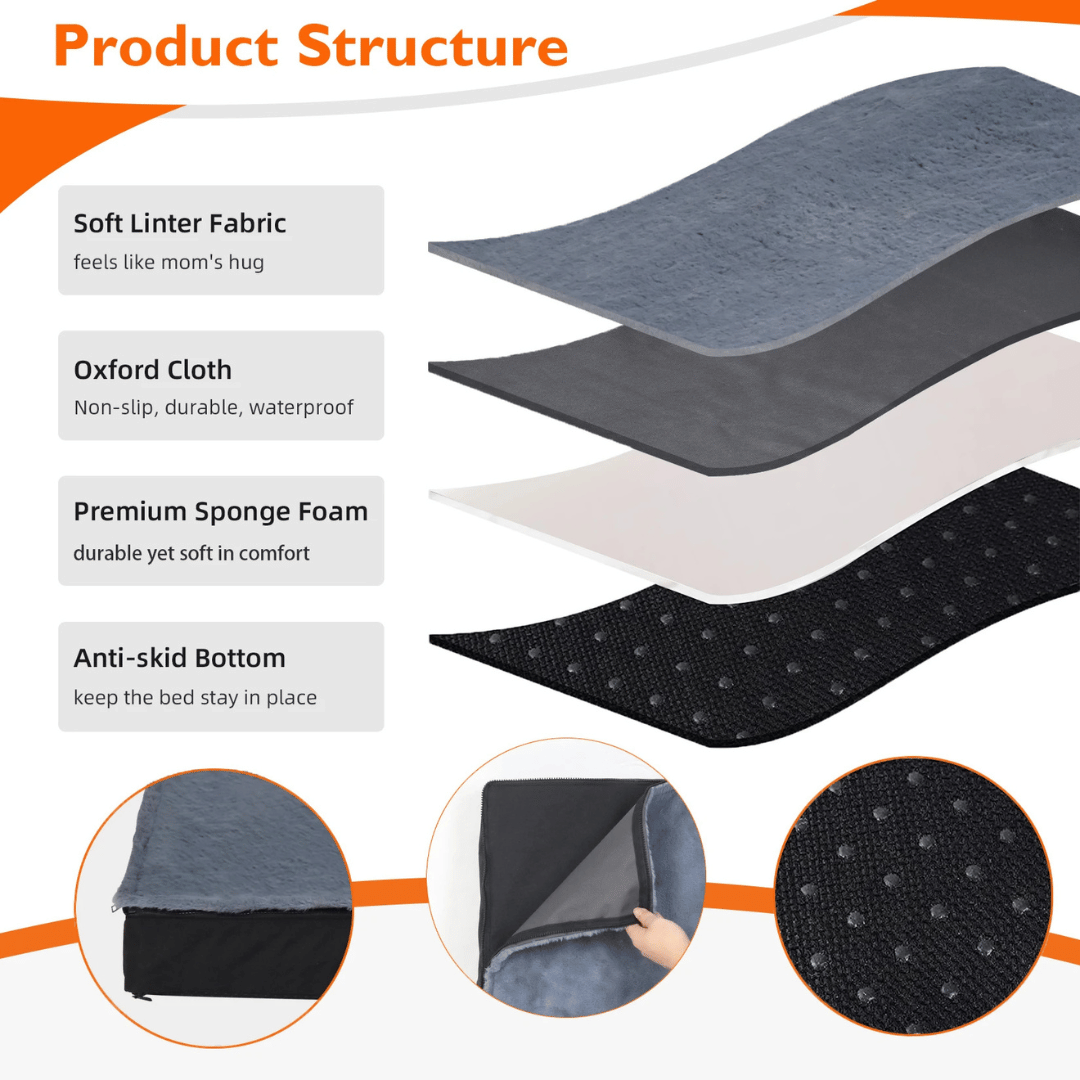 Thick Orthopaedic Dog Bed Mattress with Removable Cover for Large Dogs