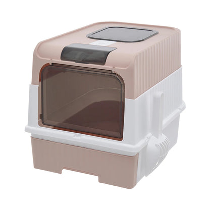 Enclosed Cat Litter Box with UV Sterilization, Pull-Out Tray & Double Entrance-Exit