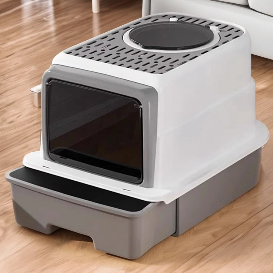 Enclosed Cat Litter Box with UV Lamp for Sterilizing & Deodorizing | Includes Tray Drawer & Scoop