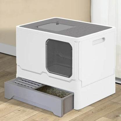 Enclosed Cat Litter Box with Pull-Out Tray & Double Entry 3