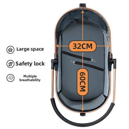 Multifunctional Foldable Pet Stroller & Detachable Basket for Small Dogs & Cats 10