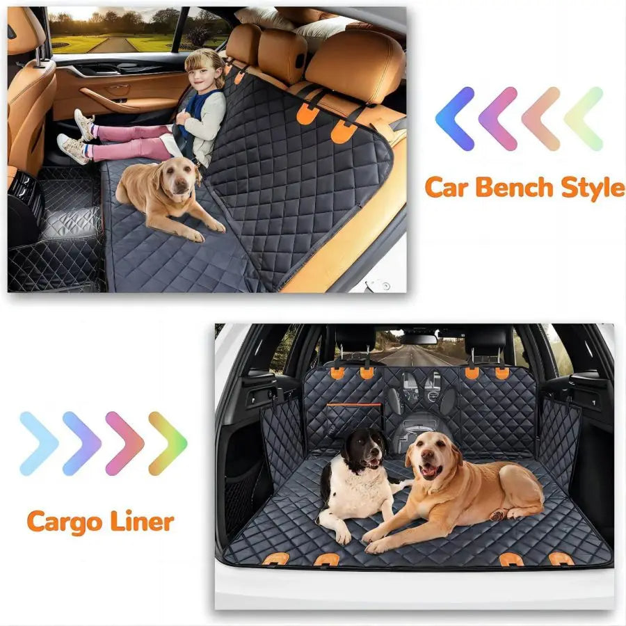 Heavy-Duty & Waterproof Back Seat Dog Car Seat Cover with Mesh Window 5
