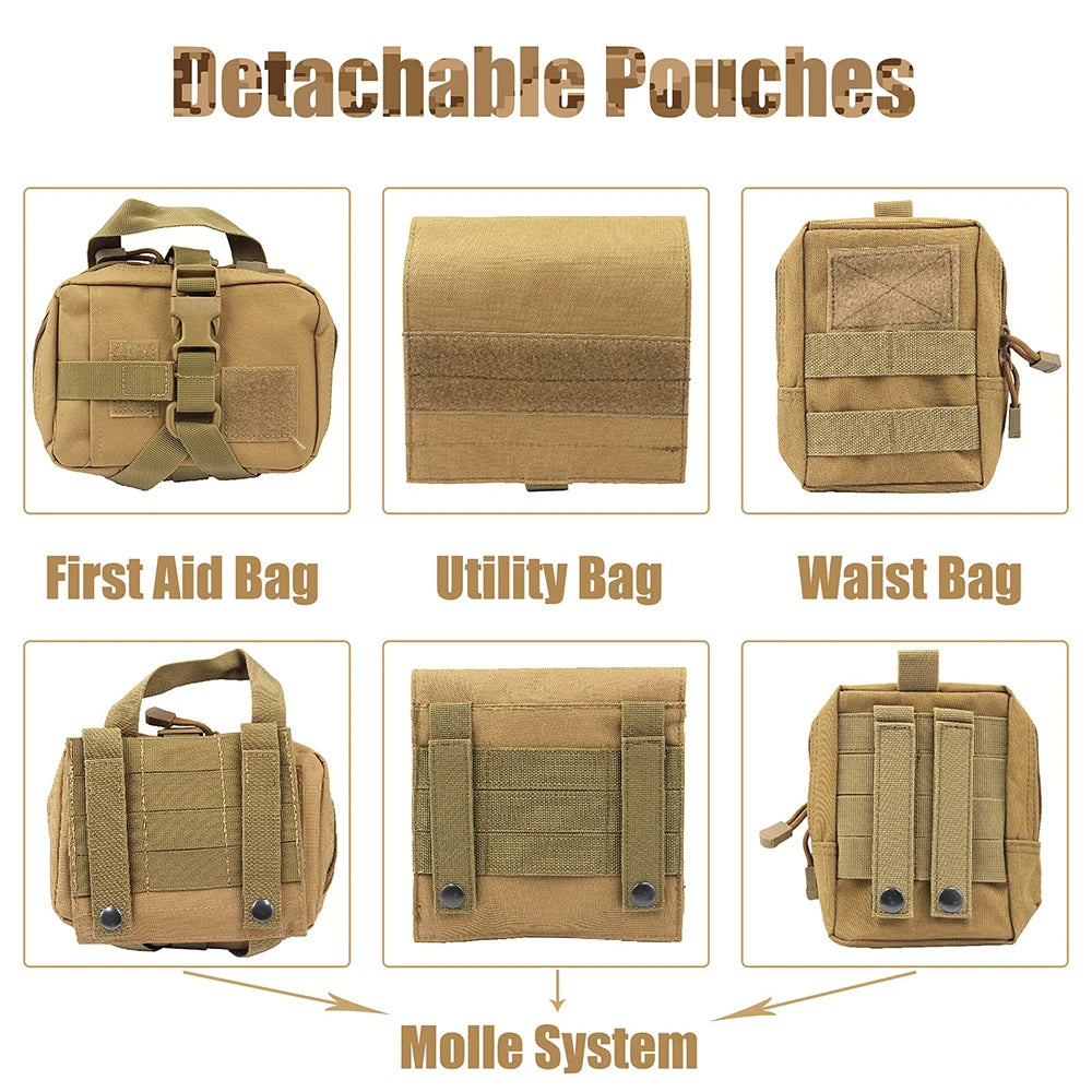 Tactical Military-Style Dog Harness Training Vest with Detachable Pouches 8