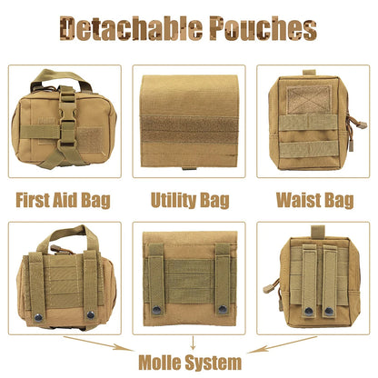 Tactical Military-Style Dog Harness Training Vest with Detachable Pouches 8