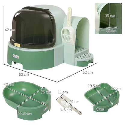 Flip-Cover Enclosed Cat Litter Box with Pull-Out Tray for Easy Cleaning