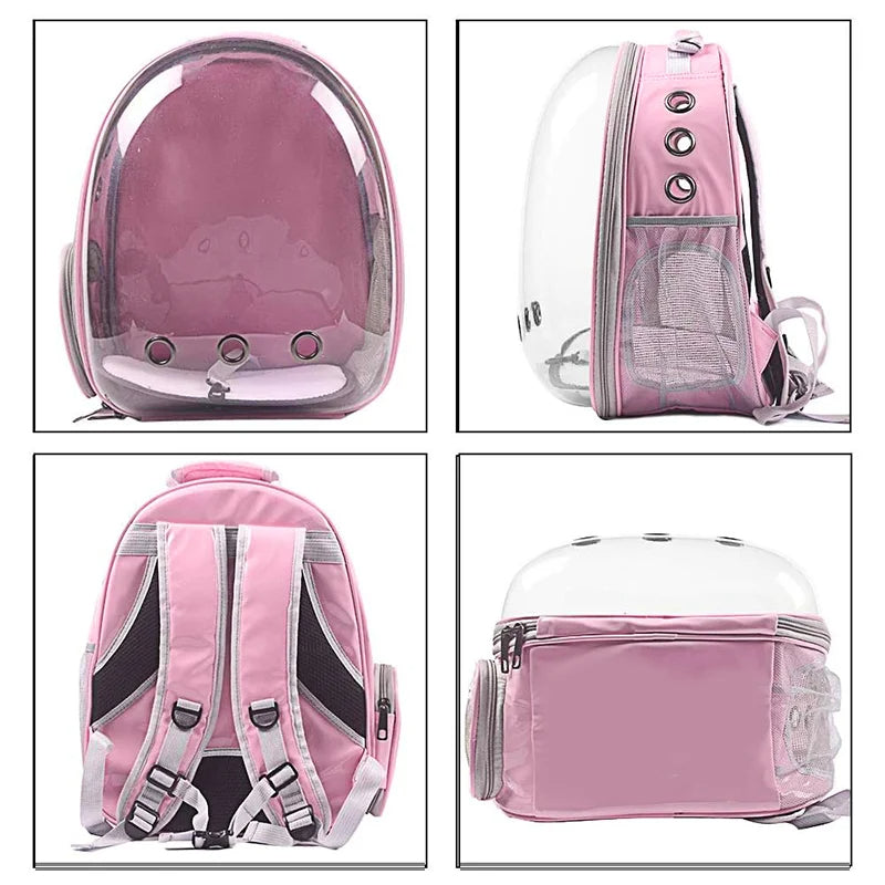 Space Capsule Cat Backpack with Transparent Dome | Ventilated Travel Carrier for Pets