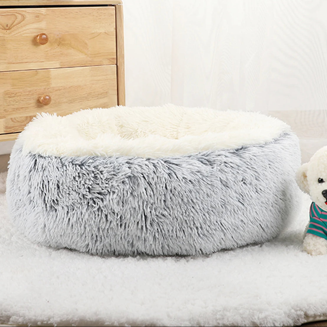 Extra Fluffy & Deep Plush Donut Dog Bed 6