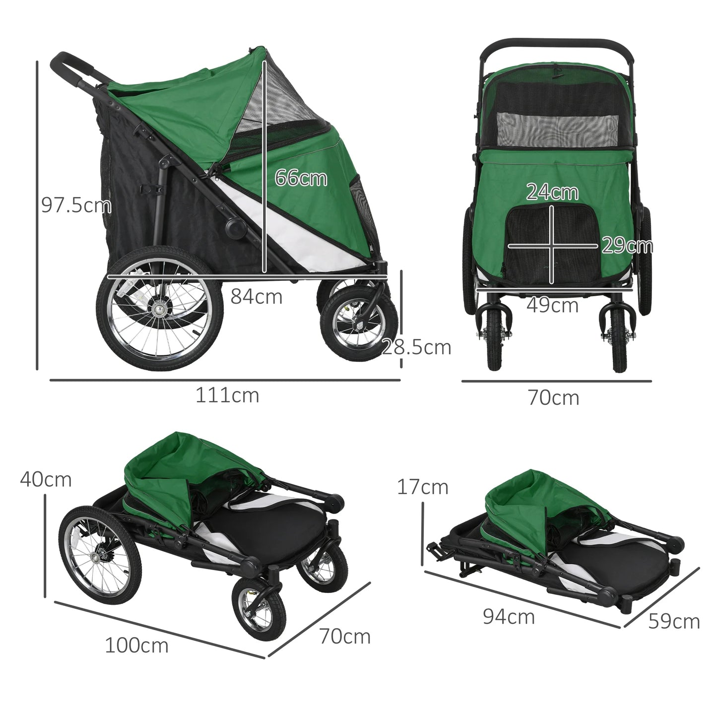 Heavy-Duty Dog Stroller for Large Dogs with Inflatable Tyres for Outdoor Terrain 4