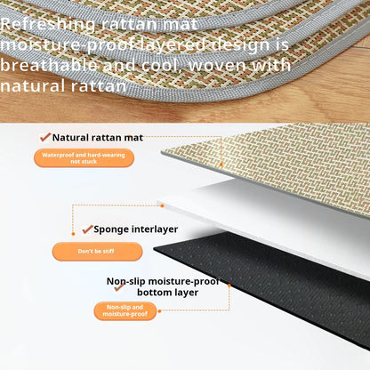 Natural Rattan Dog Mat with Cool-Feel & Non-Slip Base 5
